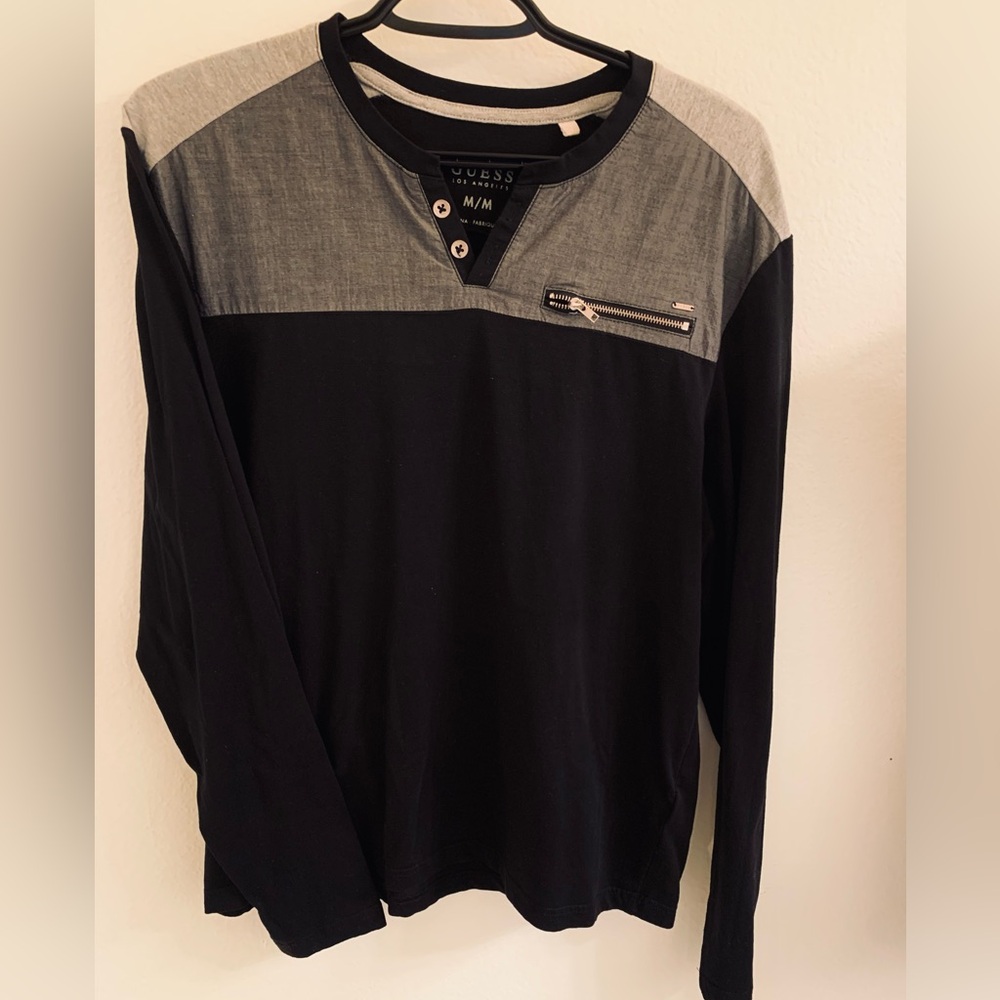 Guess Charcoal and Black Zippered Top